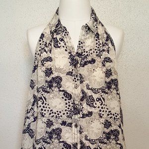 EUC *Maeve* Anthropologie Women's Blue White Tesni Swing Tank Top Blouse 4